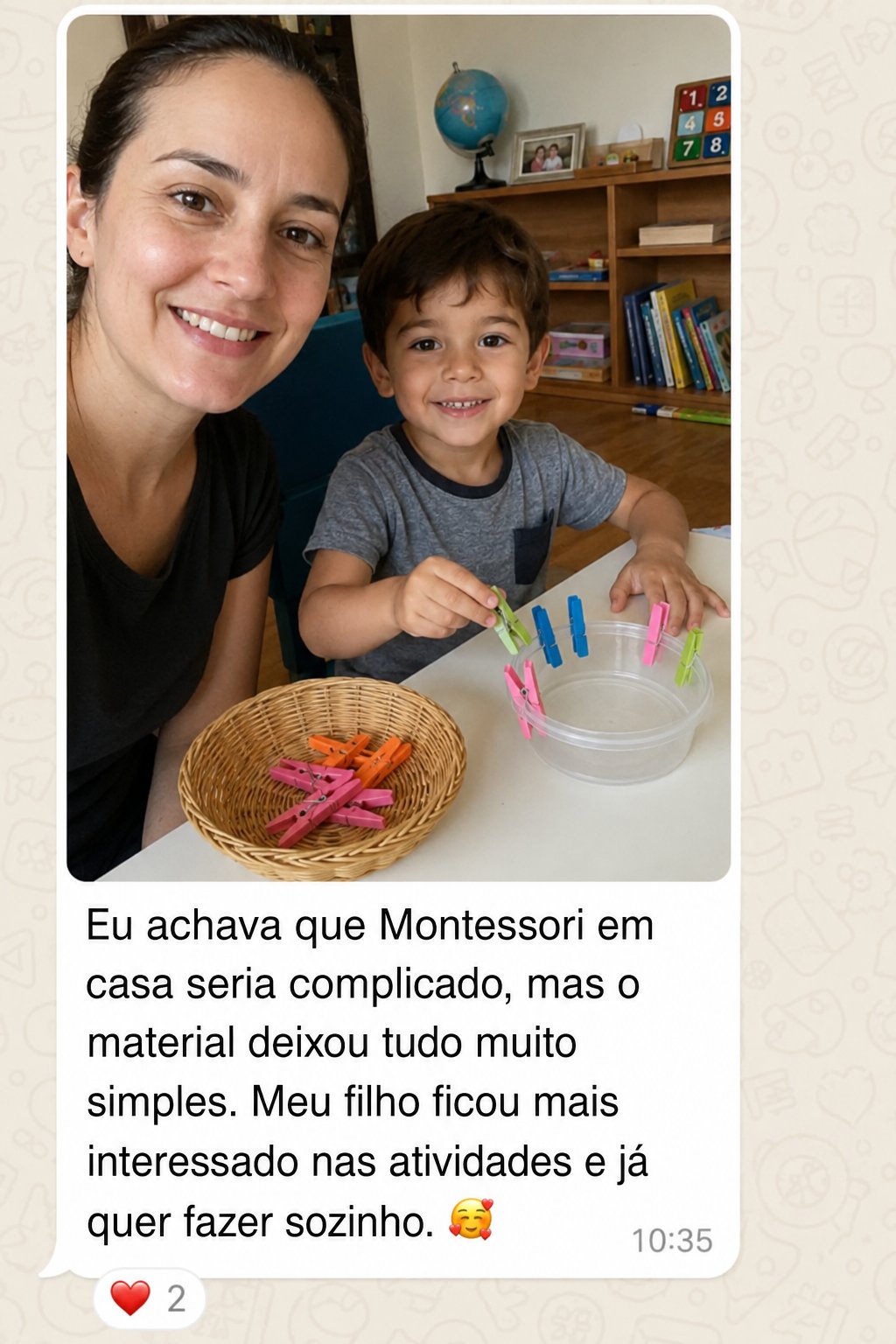 Print de WhatsApp: mãe conta que o material deixou tudo simples
